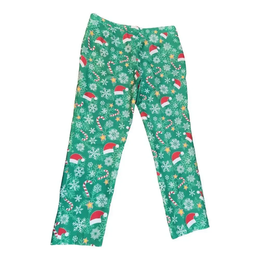 Offstream mens Christmas printed pants sz. 2XL 50-52 button and zip with elastic